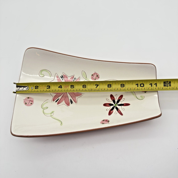 Stangl Pottery Carnival Tray 11.25" Footed Serving Bread MCM Pink Green Black - Picture 6 of 10